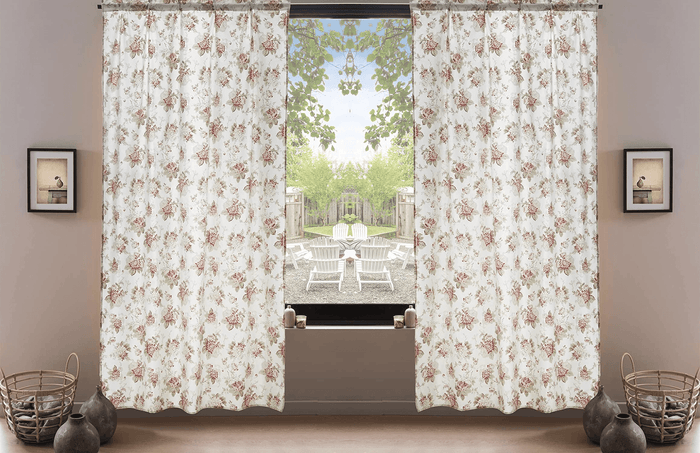 Hint of Mint Floral Sheer Curtains — Set of 2