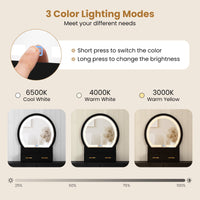 Compact Vanity with LED Mirror & Cushioned Stool