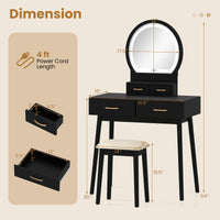 Compact Vanity with LED Mirror & Cushioned Stool