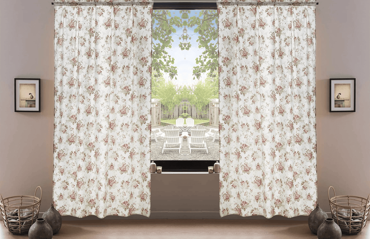 Hint of Mint Floral Sheer Curtains — Set of 2