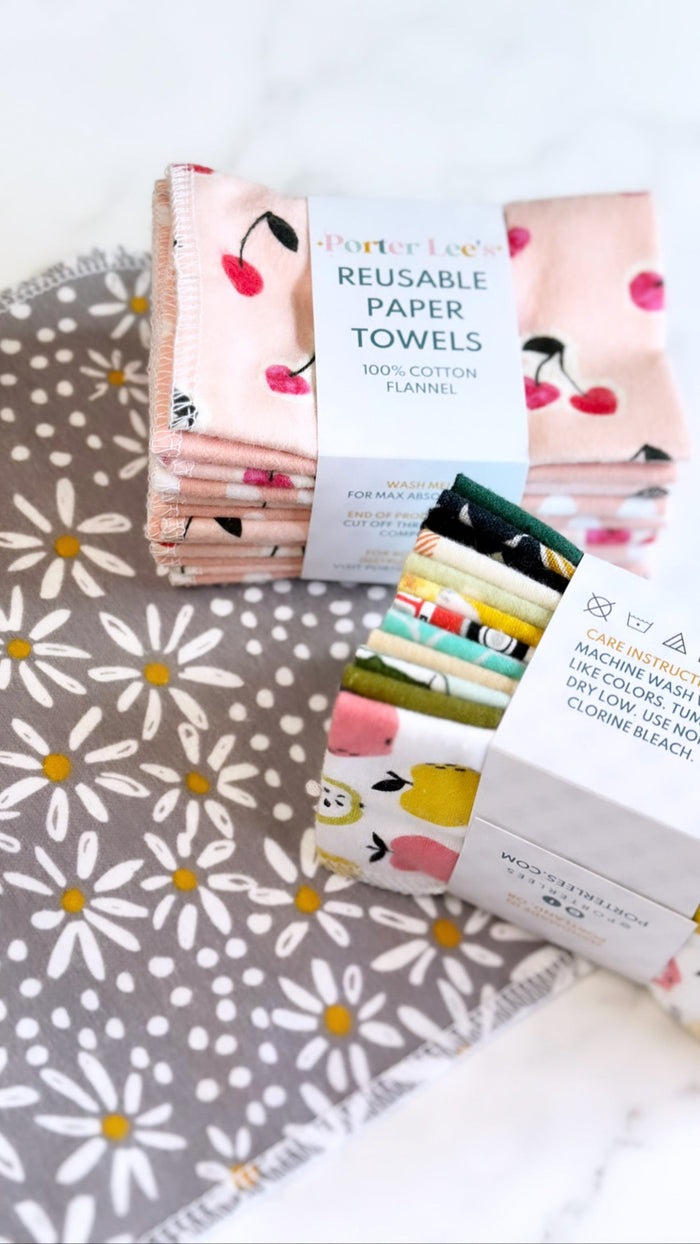 Porter Lee Reusable Cotton Towels — Assorted Prints