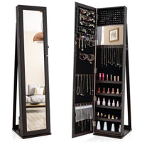 Full-Length Mirror with Lockable Jewelry Storage