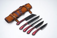 Titan Five-Piece Carbon-Steel Kitchen Knife Set with Roll