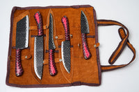 Titan Five-Piece Carbon-Steel Kitchen Knife Set with Roll