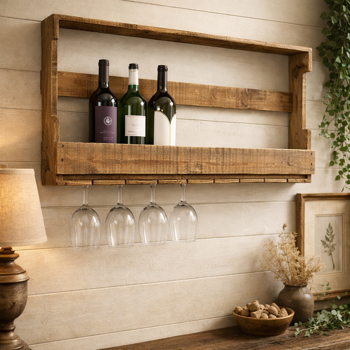 Wooden Wall Wine Rack